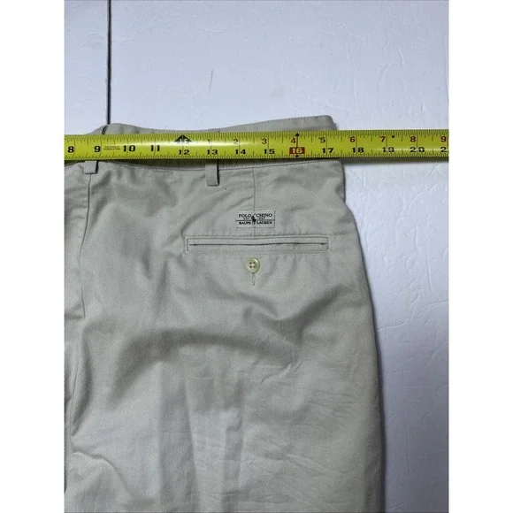Polo Ralph Lauren Mens Pants Beige 34x32 Pant Pleated Cuffed Cotton - Picture 5 of 6